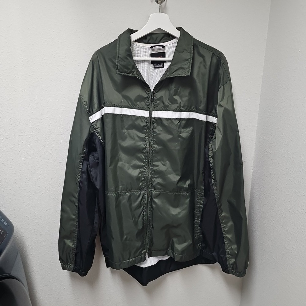Vintage Nike Windbreaker Jacket‎ Green Men's XL Full Zip Retro 90s Y2K Stripe